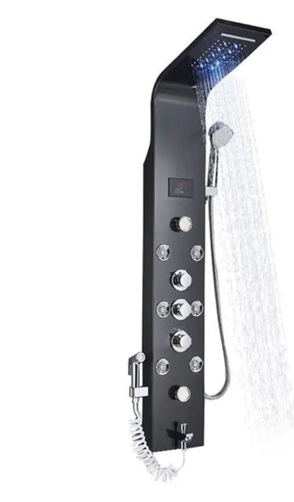 Douchepaneel Opbouwdouche SaniSupreme® Torino met hand - en voetendouche LCD Premium mat zwart