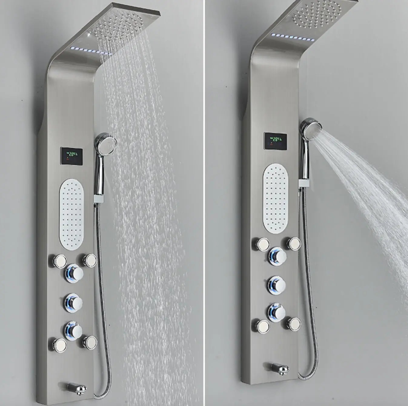 Douchepaneel Opbouwdouche SaniSupreme® Torino met hand - en voetendouche LCD Premium mat zwart