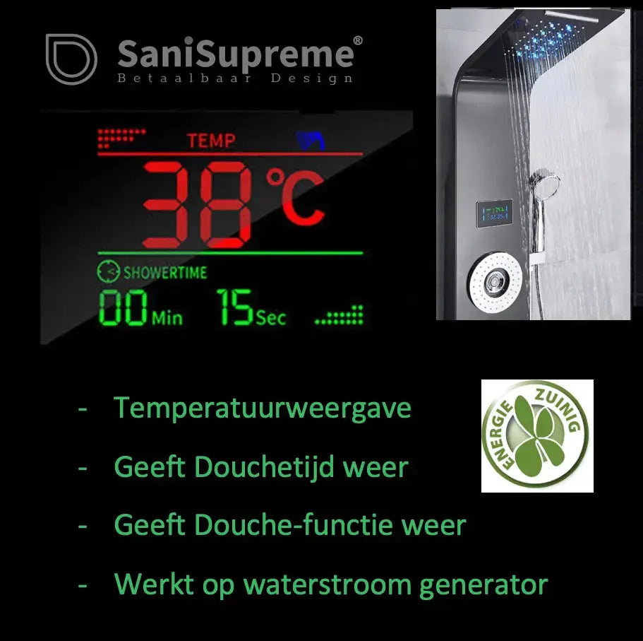 Douchepaneel Regendouche SaniSupreme® Palermo LCD Premium Goud Brushed