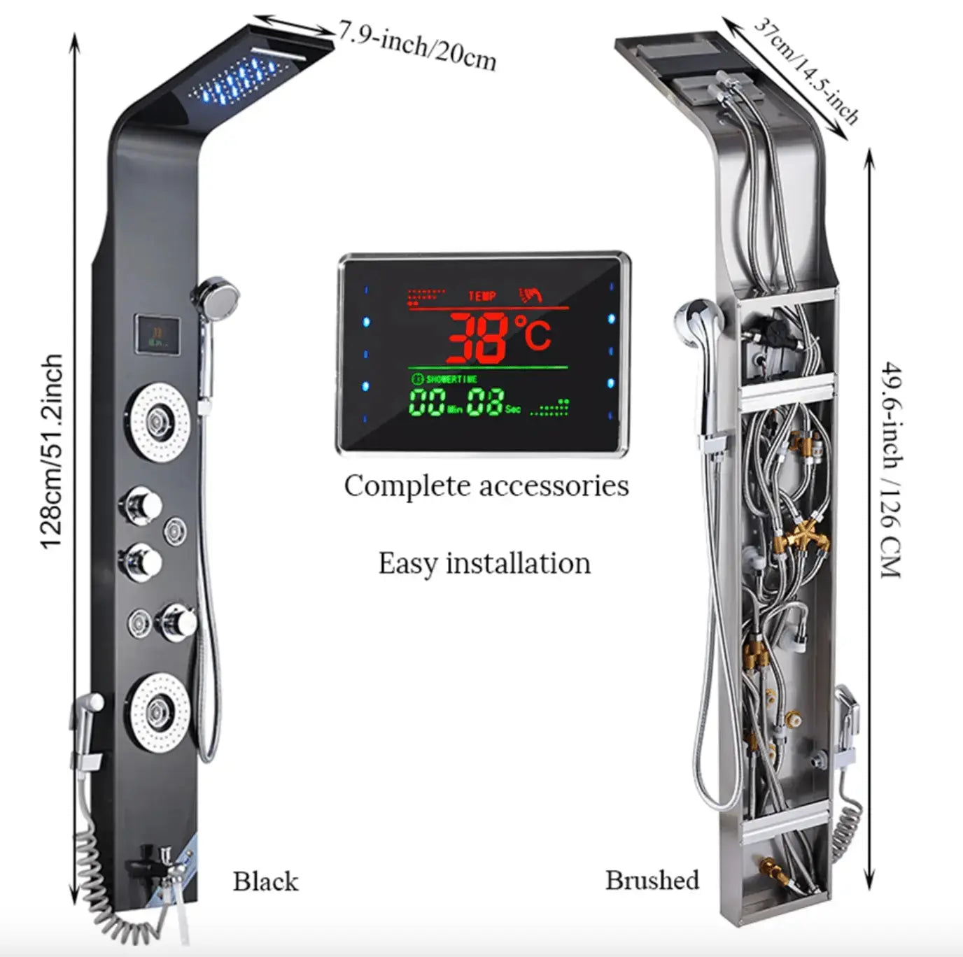 Douchepaneel Regendouche SaniSupreme® Palermo LCD Premium Goud Brushed