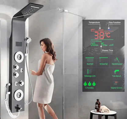 Douchepaneel Regendouche SaniSupreme® Palermo LCD Premium mat zwart