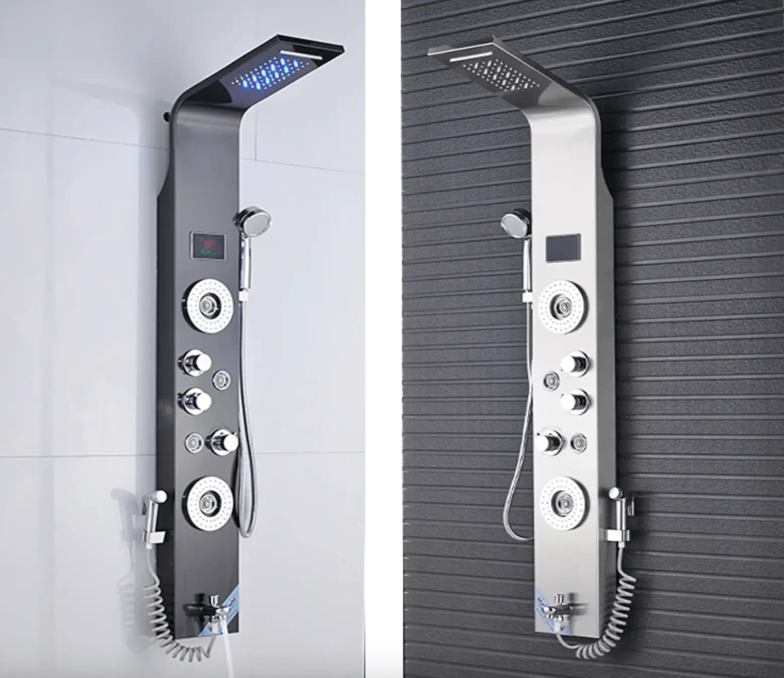 Douchepaneel Regendouche SaniSupreme® Palermo LCD Premium mat zwart