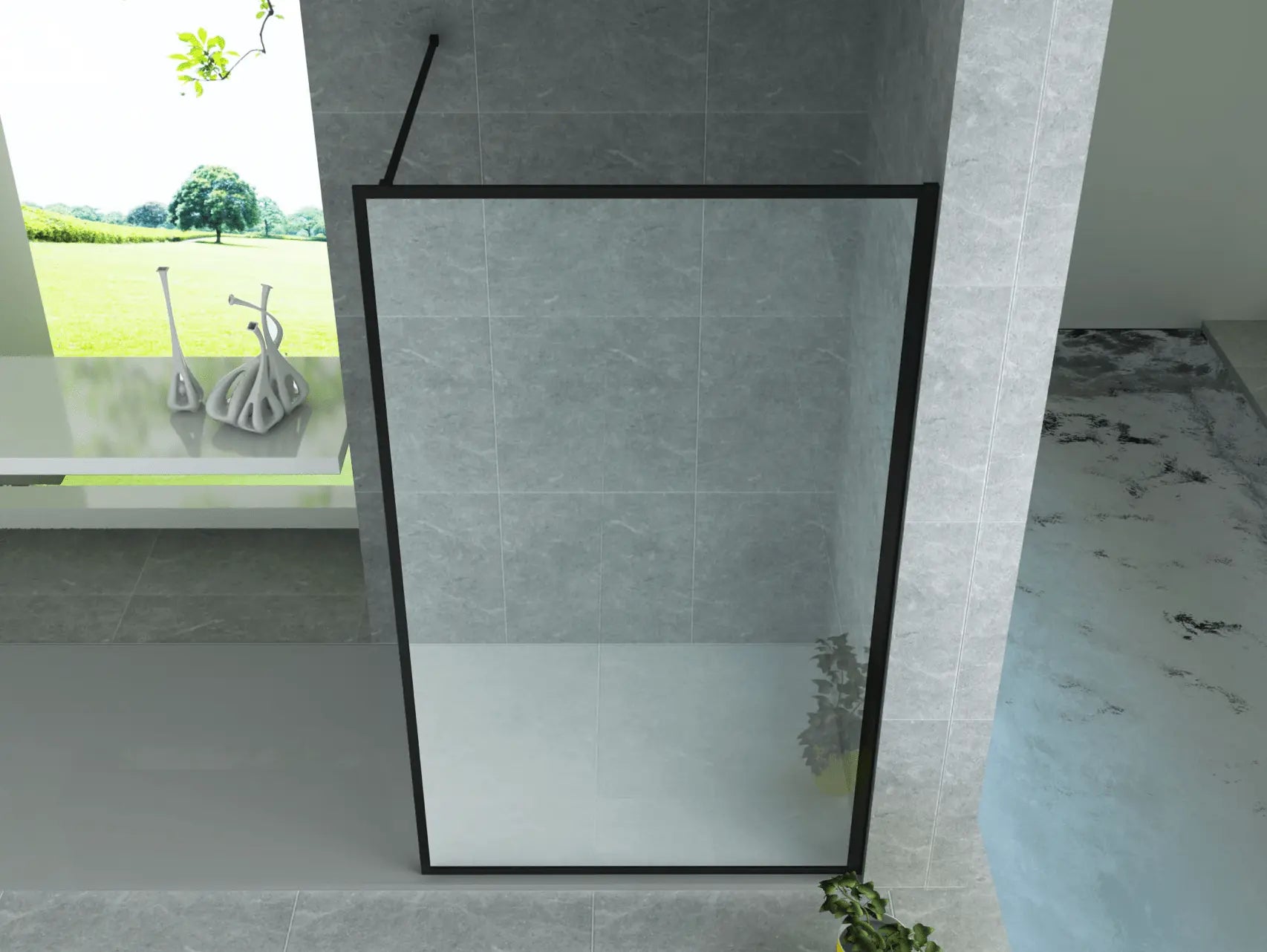 Douchewand Sanisupreme BlackLine Series 100X200 CM Veiligheidsglas 8 MM Mat Zwart Vlak