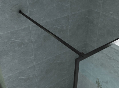 Douchewand Sanisupreme BlackLine Series 140X200 CM Veiligheidsglas 8 MM Mat Zwart Horizontale Panelen