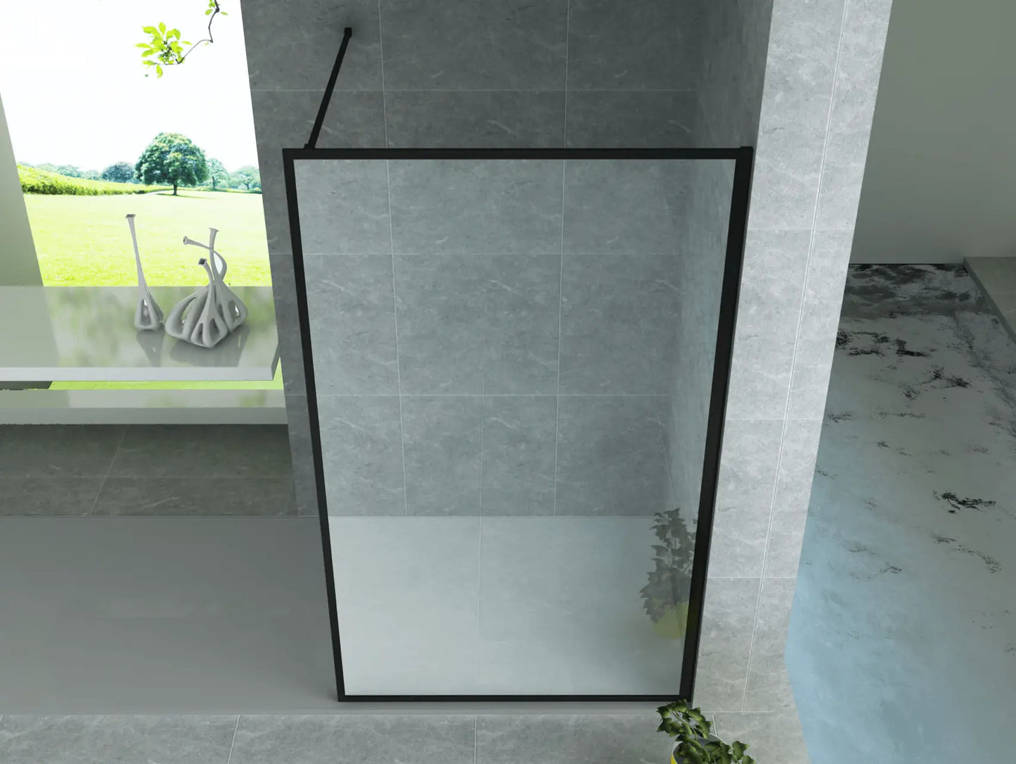 Douchewand Sanisupreme BlackLine Series 90X200 CM Veiligheidsglas 8 MM Mat Zwart Vlak