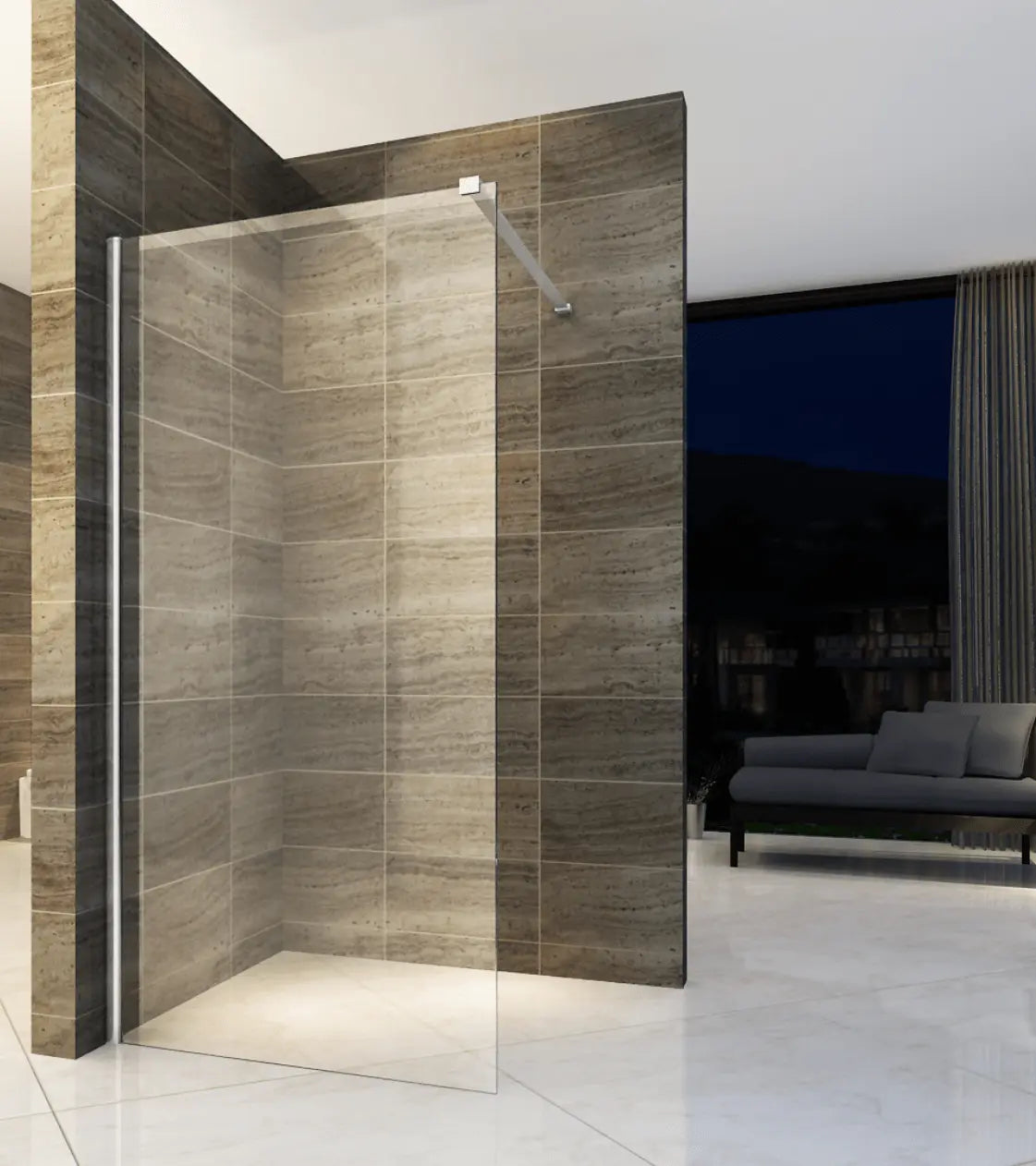 Douchewand Sanisupreme ChromeLine Series 160X200 CM Veiligheidsglas 8 MM Chroom Vlak