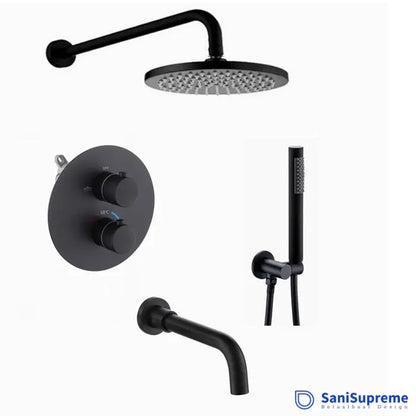 Inbouw Doucheset Washington Premium 3 weg Doucheset 8 inch regendouche rond mat zwart