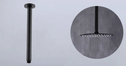 Inbouw Plafond Doucheset Yosemite 2 weg 25 cm. regendouche rond mat zwart