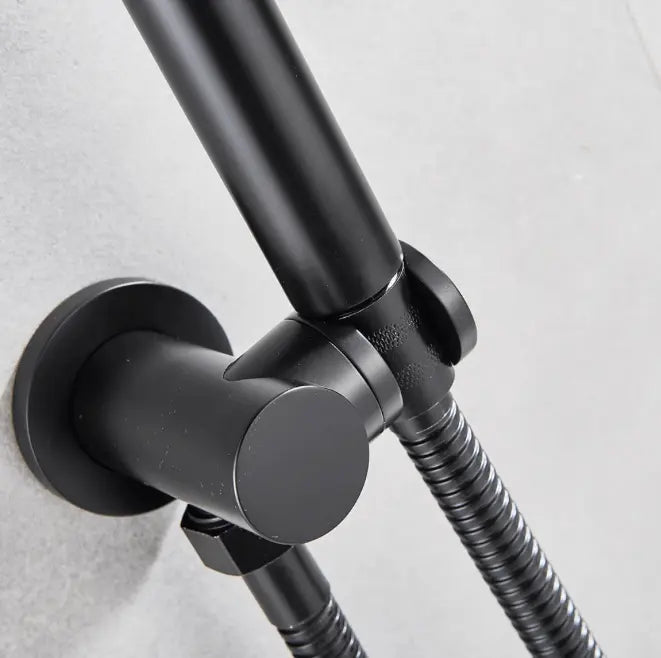 Inbouw Plafond Doucheset Yosemite 2 weg 30 cm. regendouche rond mat zwart