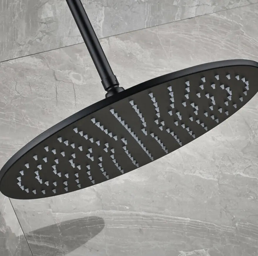 Inbouw Plafond Doucheset Yosemite 2 weg 30 cm. regendouche rond mat zwart