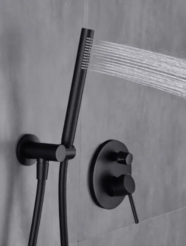 Inbouw Plafond Doucheset Yosemite 2 weg 8 inch regendouche rond mat zwart