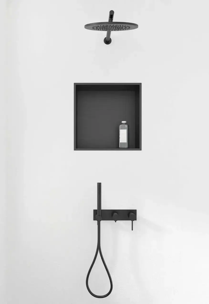 Inbouwnis badkamer douche mat zwart 30,5 x 30,5 x 7 cm