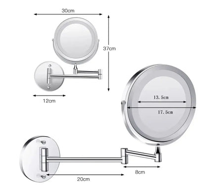 Make - up en Scheerspiegel SaniSupreme Bari Ø17cm LED Verlichting USB 3x Vergroting Chroom