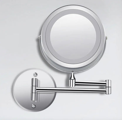 Make - up en Scheerspiegel SaniSupreme Bari Ø17cm LED Verlichting USB 3x Vergroting Chroom
