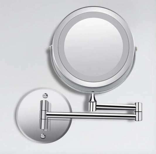 Make - up en Scheerspiegel SaniSupreme Bari Ø17cm LED Verlichting USB 3x Vergroting Chroom