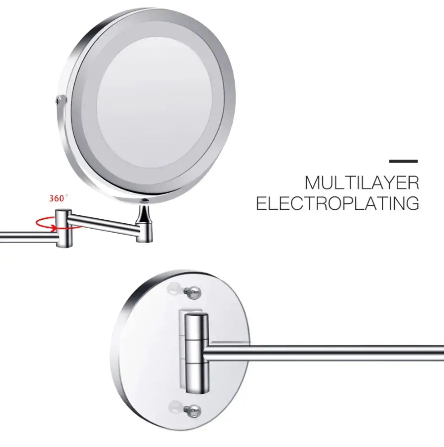 Make - up en Scheerspiegel SaniSupreme Bari Ø17cm LED Verlichting USB 3x Vergroting Chroom