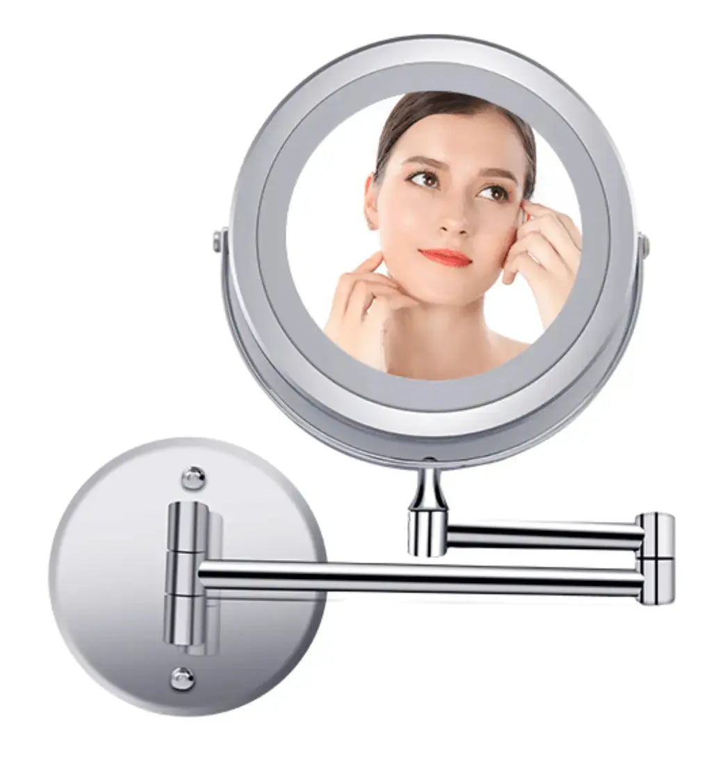 Make - up en Scheerspiegel SaniSupreme Bari Ø17cm LED Verlichting USB 3x Vergroting Chroom