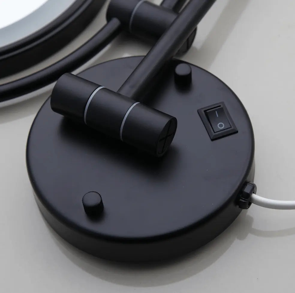 Make - up en Scheerspiegel SaniSupreme Bari Ø20cm LED Verlichting 3x Vergroting Mat Zwart