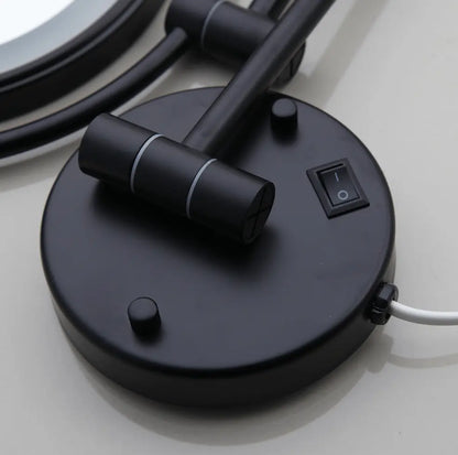 Make - up en Scheerspiegel SaniSupreme Bari Ø20cm LED Verlichting 3x Vergroting Mat Zwart