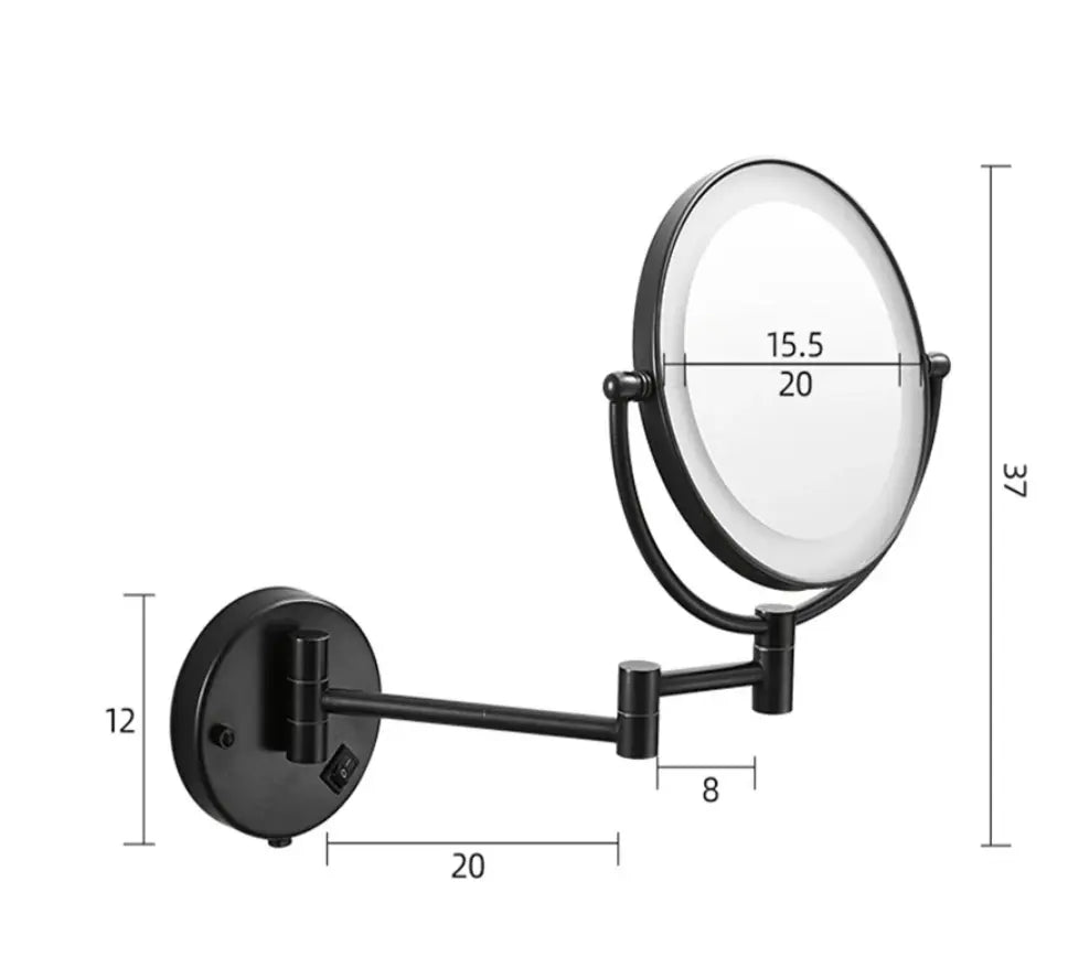 Kludi Vela R - Hangende make-upspiegel met LED verlichting, mat zwart 5899539W Kludi Vela R - Hangende make-upspiegel met LED verlichting, mat zwart 5899539W