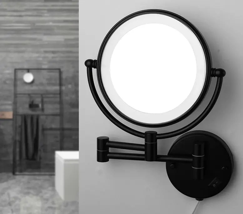 Make - up en Scheerspiegel SaniSupreme Bari Ø20cm LED Verlichting 3x Vergroting Mat Zwart