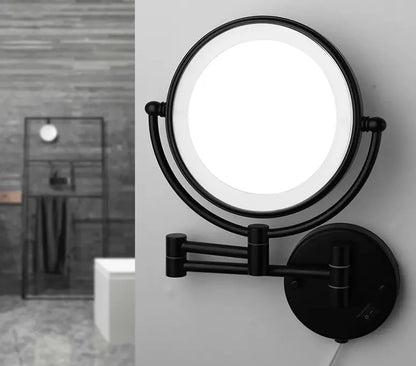 Make - up en Scheerspiegel SaniSupreme Bari Ø20cm LED Verlichting 3x Vergroting Mat Zwart