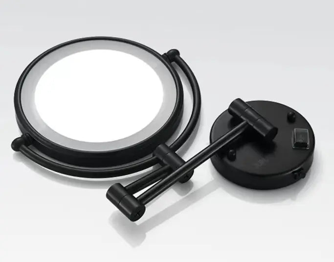 Make - up en Scheerspiegel SaniSupreme Bari Ø20cm LED Verlichting 3x Vergroting Mat Zwart