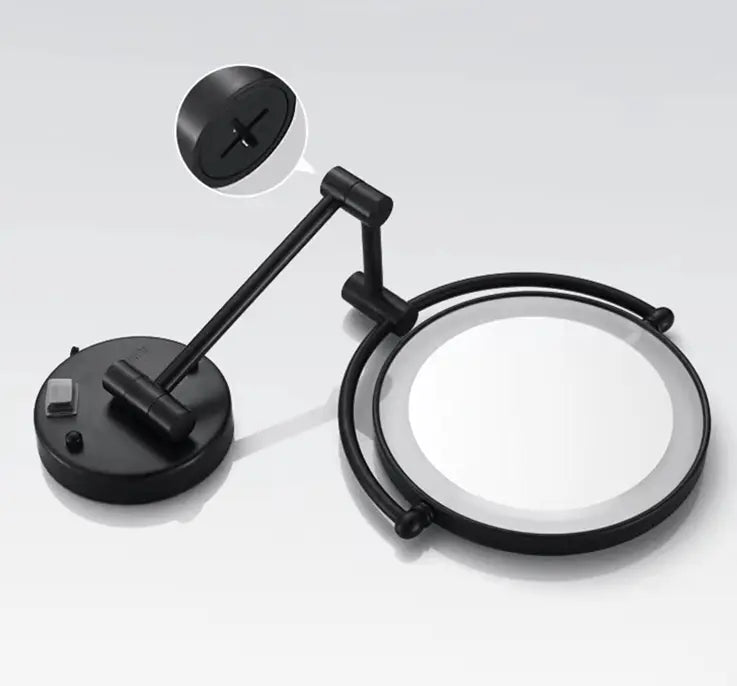 Make - up en Scheerspiegel SaniSupreme Bari Ø20cm LED Verlichting 3x Vergroting Mat Zwart