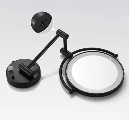 Make - up en Scheerspiegel SaniSupreme Bari Ø20cm LED Verlichting 3x Vergroting Mat Zwart