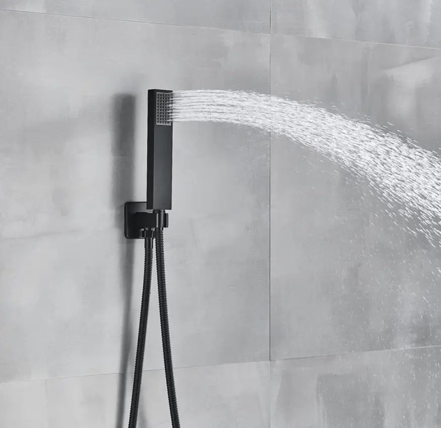 PROMO SaniSupreme®SmartPulse Plafond Thermostatische Doucheset Alicante 3 weg 40x80 cm regendouche mat zwart