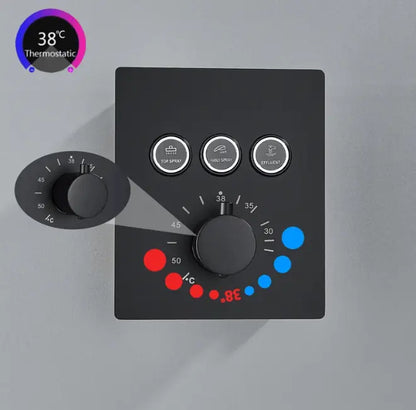 PROMO SaniSupreme®SmartPulse Plafond Thermostatische Doucheset Alicante 3 weg 40x80 cm regendouche mat zwart