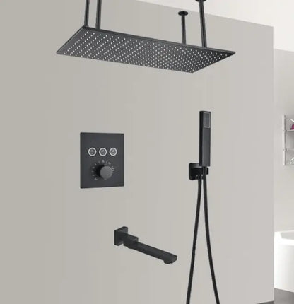 PROMO SaniSupreme®SmartPulse Plafond Thermostatische Doucheset Alicante 3 weg 40x80 cm regendouche mat zwart