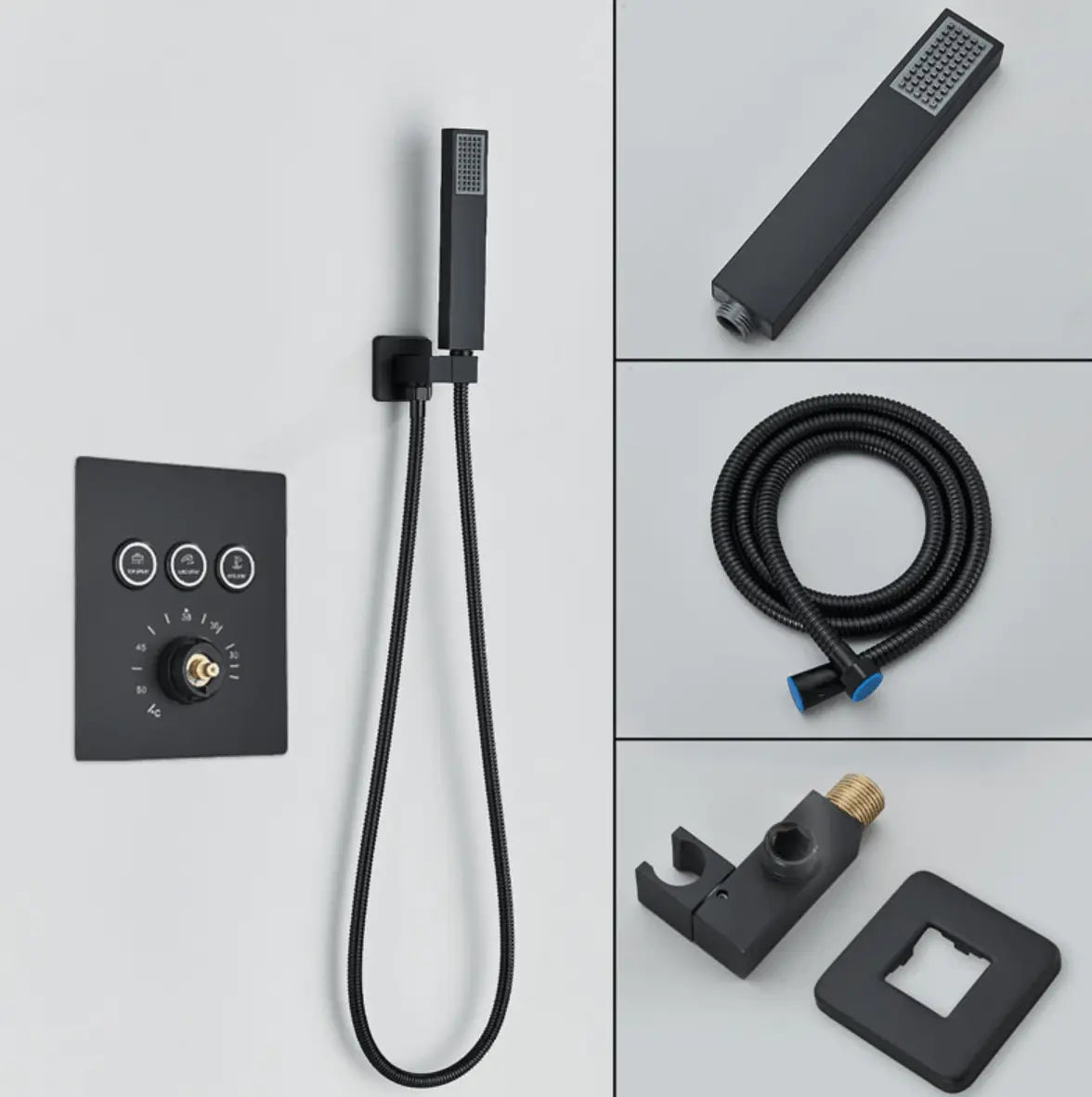 PROMO SaniSupreme®SmartPulse Plafond Thermostatische Doucheset Alicante 3 weg 40x80 cm regendouche mat zwart