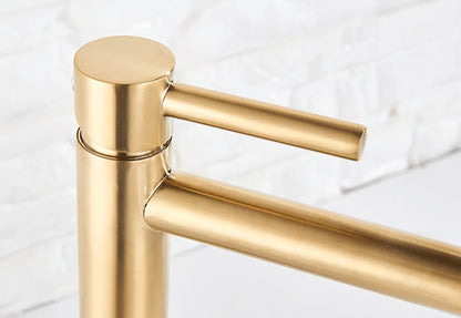 SaniSupreme Allicante wastafel kraan opbouw hoog model gebogen uitloop Goud Brushed