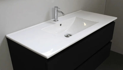 SaniSupreme® Aloni Badmeubel Sally 100 mat zwart keramische wastafel wit