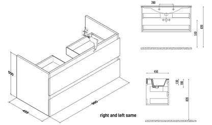 SaniSupreme® Aloni Badmeubel Sally 100 mat zwart keramische wastafel wit