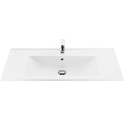 SaniSupreme® Aloni Badmeubel Sally 100 mat zwart keramische wastafel wit