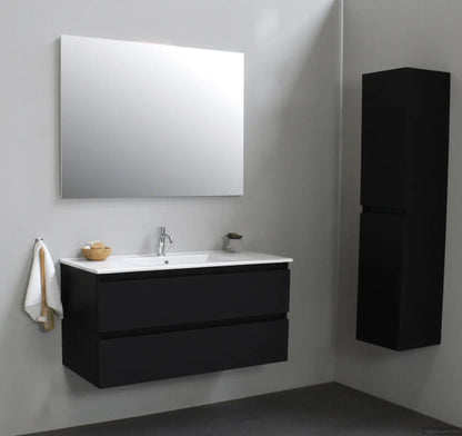 SaniSupreme® Aloni Badmeubel Sally 100 mat zwart keramische wastafel wit