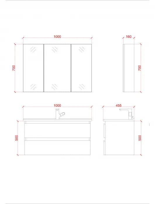 SaniSupreme® Aloni Badmeubel Sally 100 mat zwart keramische wastafel wit