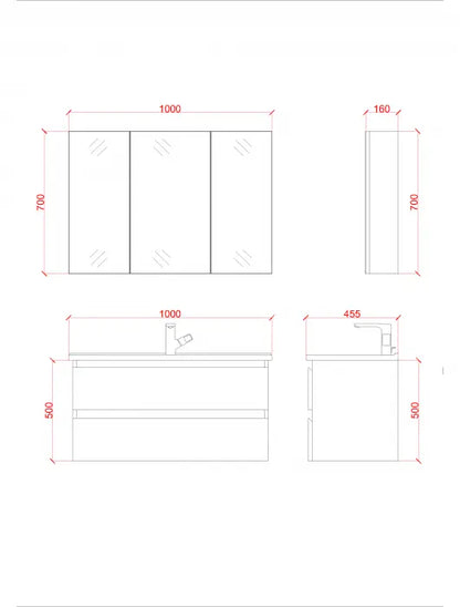 SaniSupreme® Aloni Badmeubel Sally 100 mat zwart keramische wastafel wit