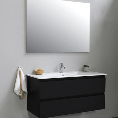 SaniSupreme® Aloni Badmeubel Sally 100 mat zwart keramische wastafel wit