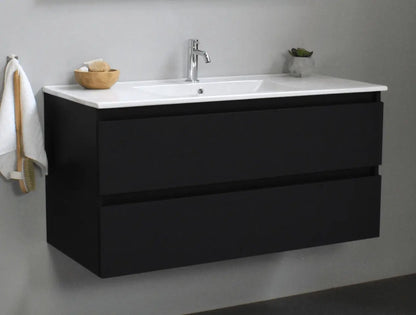 SaniSupreme® Aloni Badmeubel Sally 100 mat zwart keramische wastafel wit
