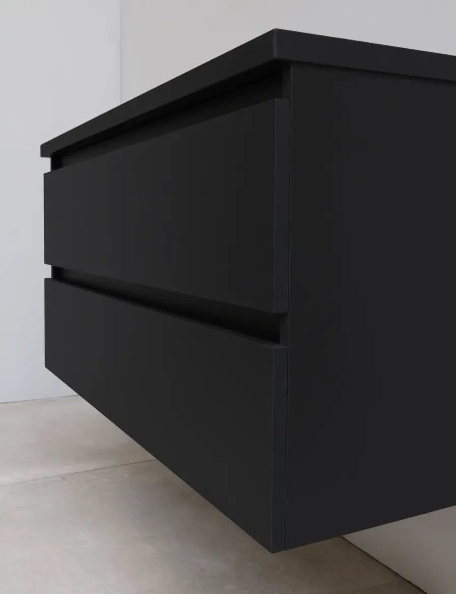 SaniSupreme® Aloni Badmeubel Sally 100 mat zwart keramische wastafel wit