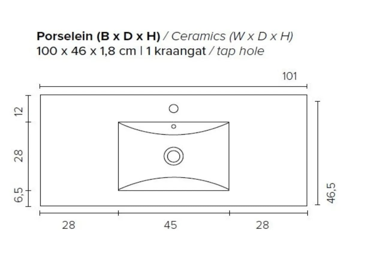 SaniSupreme® Aloni Badmeubel Sally 100 mat zwart keramische wastafel wit