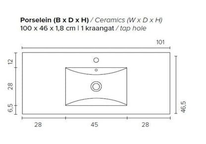 SaniSupreme® Aloni Badmeubel Sally 100 mat zwart keramische wastafel wit