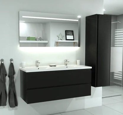 SaniSupreme® Aloni Badmeubel Sally 160 mat zwart dubbele waskom Per wit