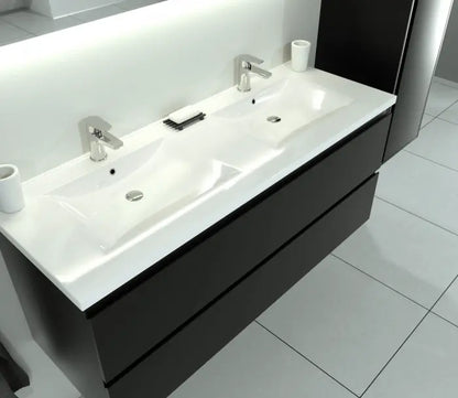 SaniSupreme® Aloni Badmeubel Sally 160 mat zwart dubbele waskom Per wit