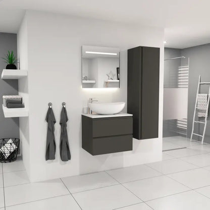 SaniSupreme® Aloni Badmeubel Sally 60 mat grijs wastafelblad met ovale waskom wit