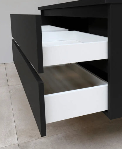 SaniSupreme® Aloni Badmeubel Sally 60 mat zwart solid surface wastafel wit