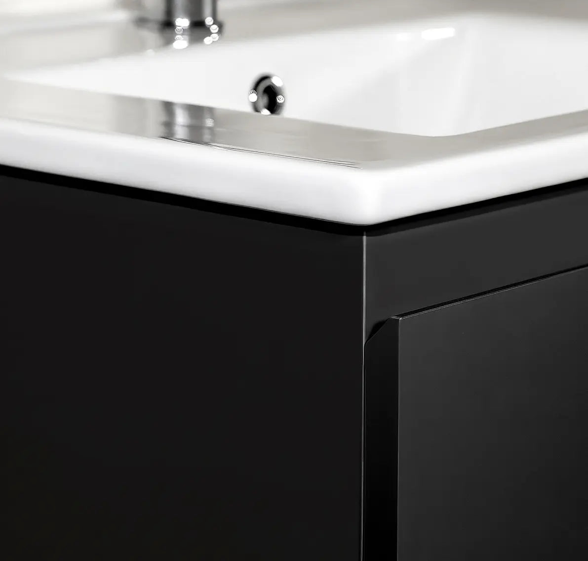 SaniSupreme® Aloni Badmeubel Sally 60 mat zwart solid surface wastafel wit